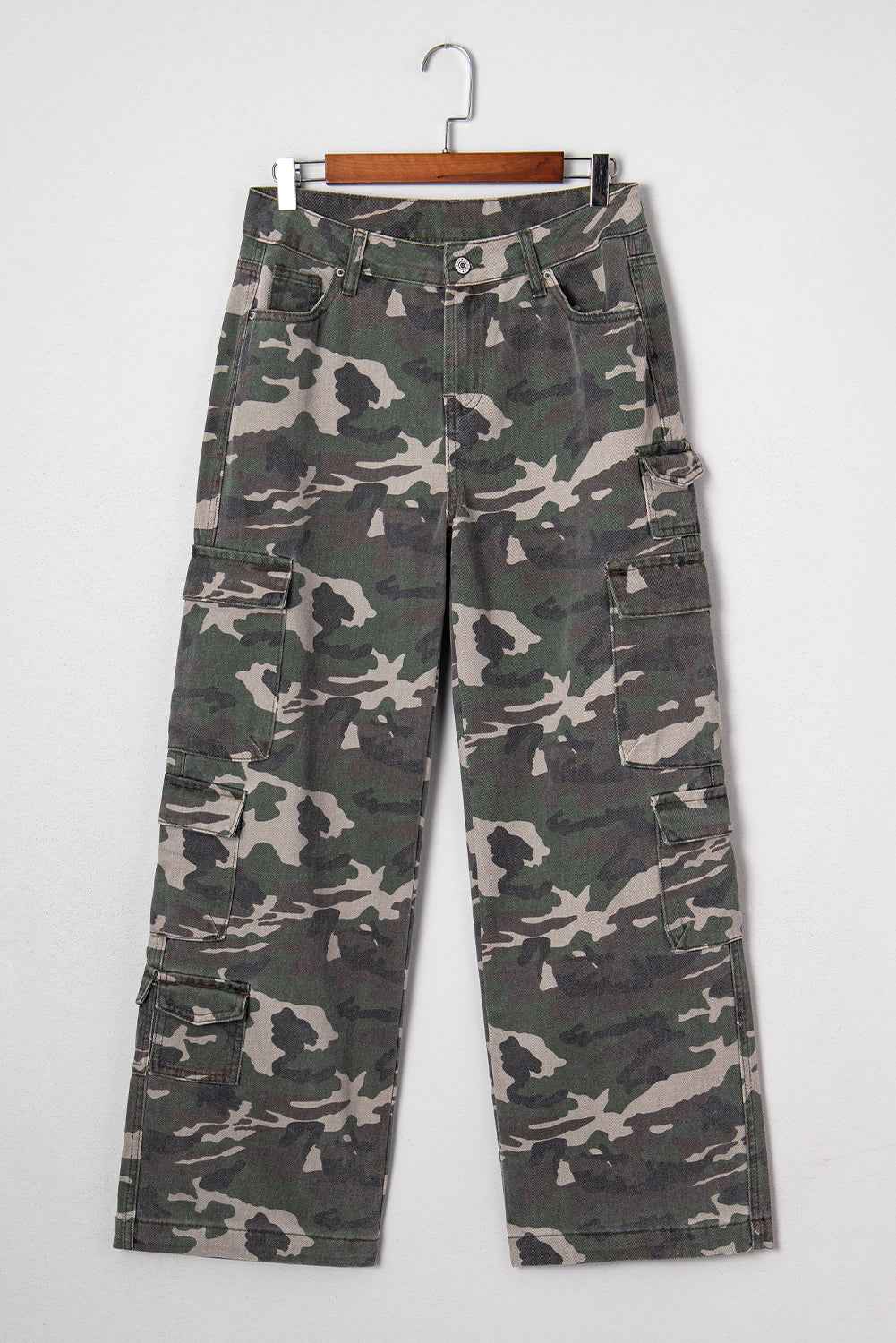 Peyton Camo Multi Pocket Cargo Wide Leg Jeans