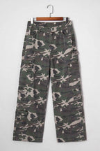 Peyton Camo Multi Pocket Cargo Wide Leg Jeans