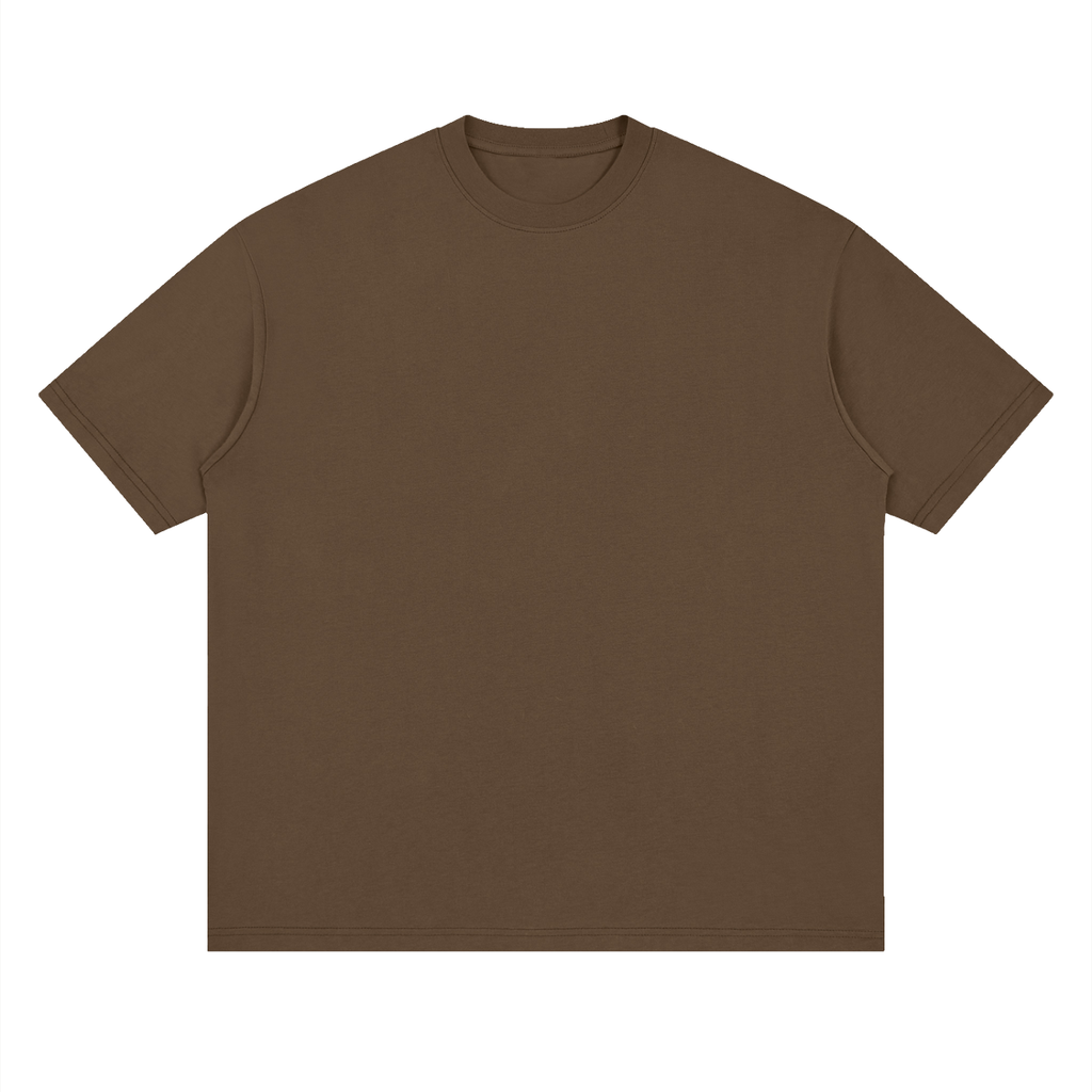 Oversized Baumwoll-T-Shirt für Erwachsene mit überschnittenen Schultern – Dunkelbraun