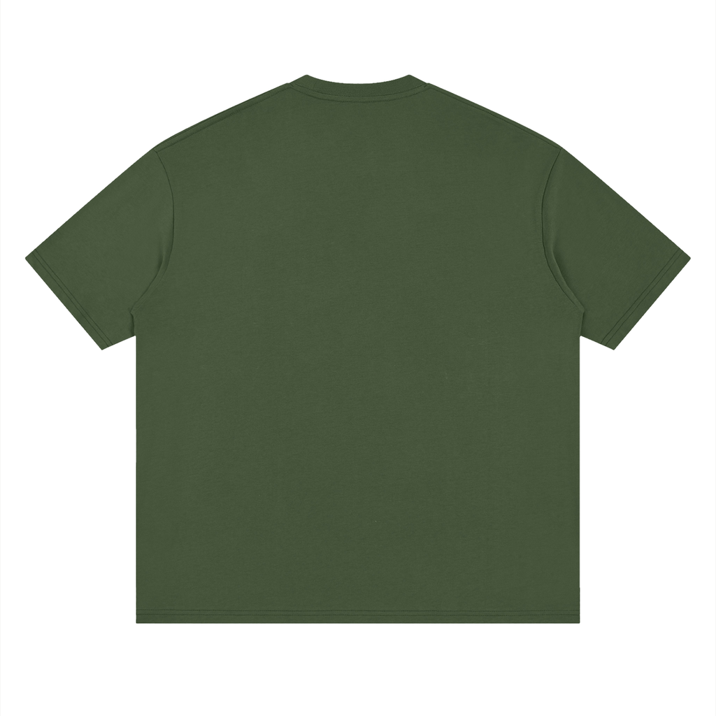 Baumwoll-T-Shirt für Erwachsene mit überschnittenen Schultern – Army Green