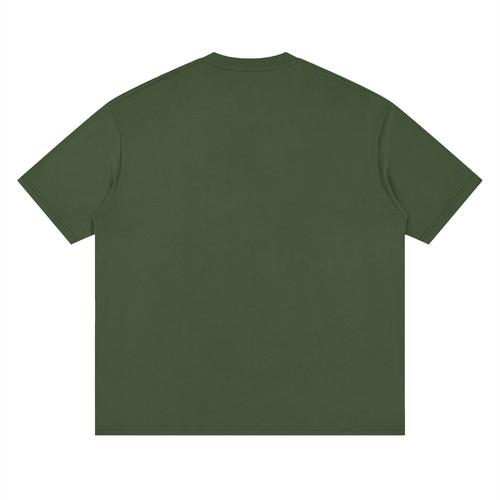 Loose Drop Shoulder Cotton Adult Tee - Army Green