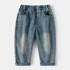 Casual  Solid Color Denim Pants for Boys, Mid to Large Kids, Long Sleeve, Regular Fit