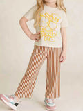 70's vibe Graphic Tee & Striped Pants Set – Casual Cotton Outfit for Kids