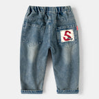 Casual  Solid Color Denim Pants for Boys, Mid to Large Kids, Long Sleeve, Regular Fit