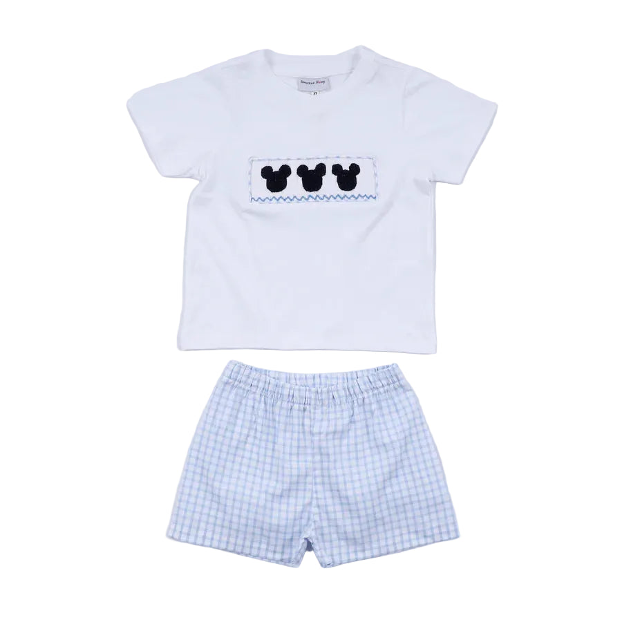 Storytime Smocked Short Set – Gingham Character