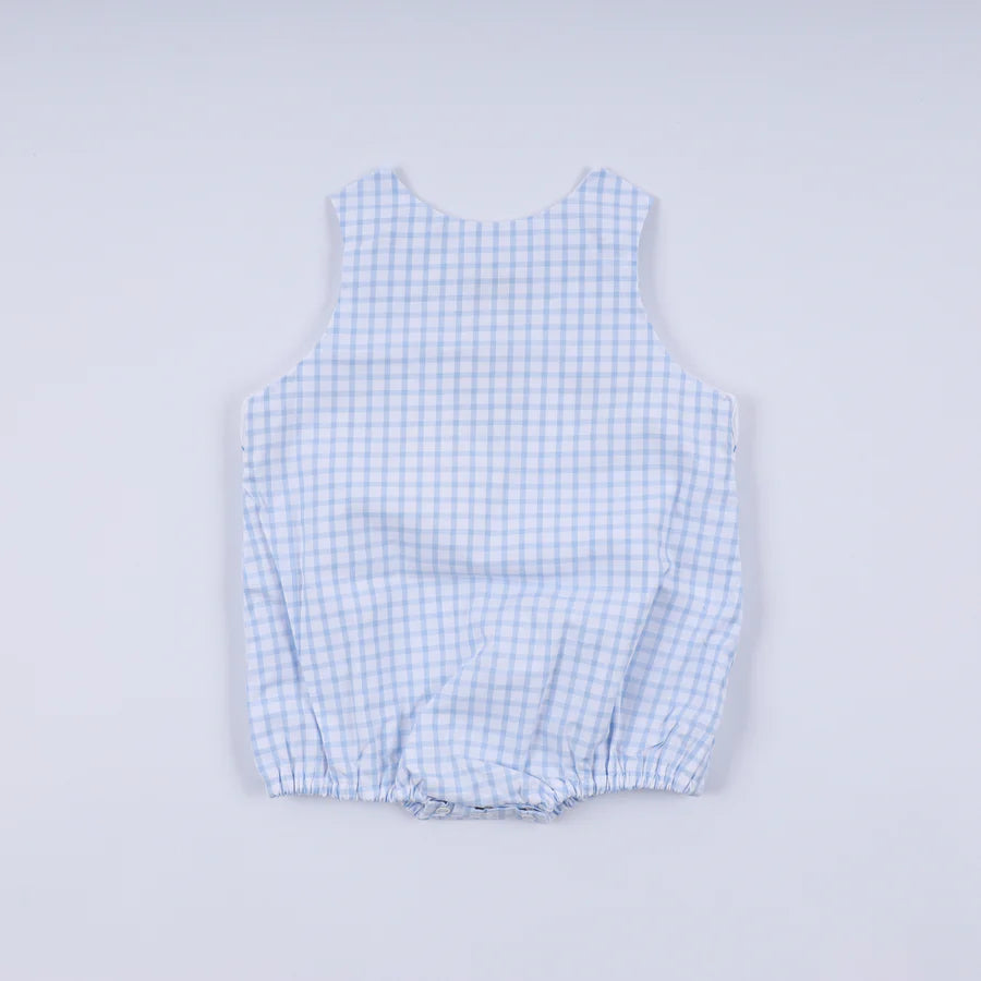 Bluebell Smocked Bubble Romper – Gingham Character Print