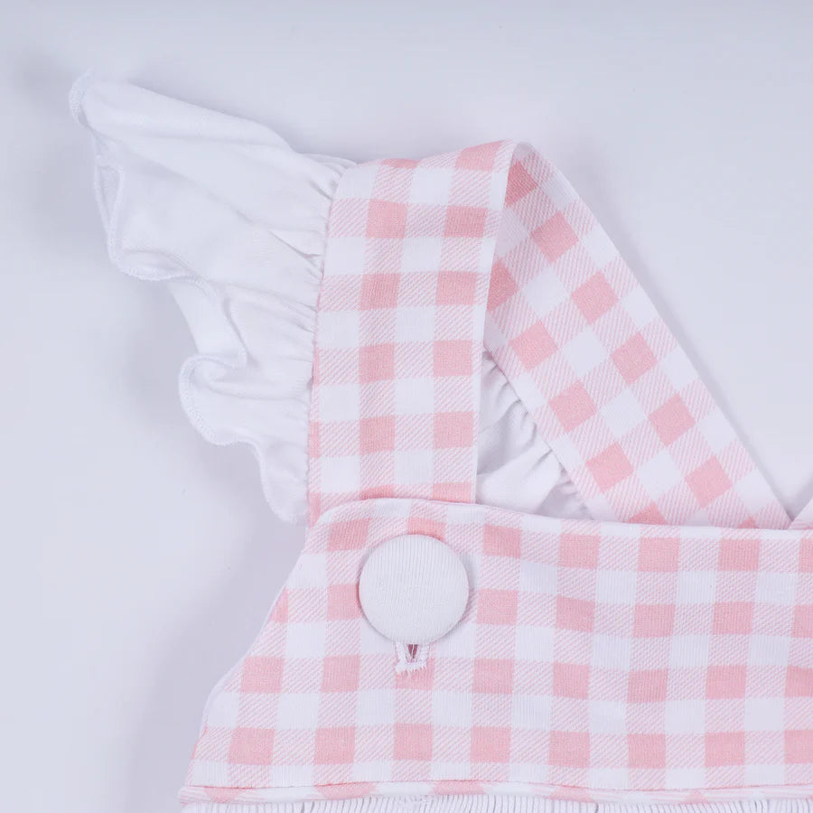 Pink Parade Smocked Ruffle Dress – Gingham Character Print