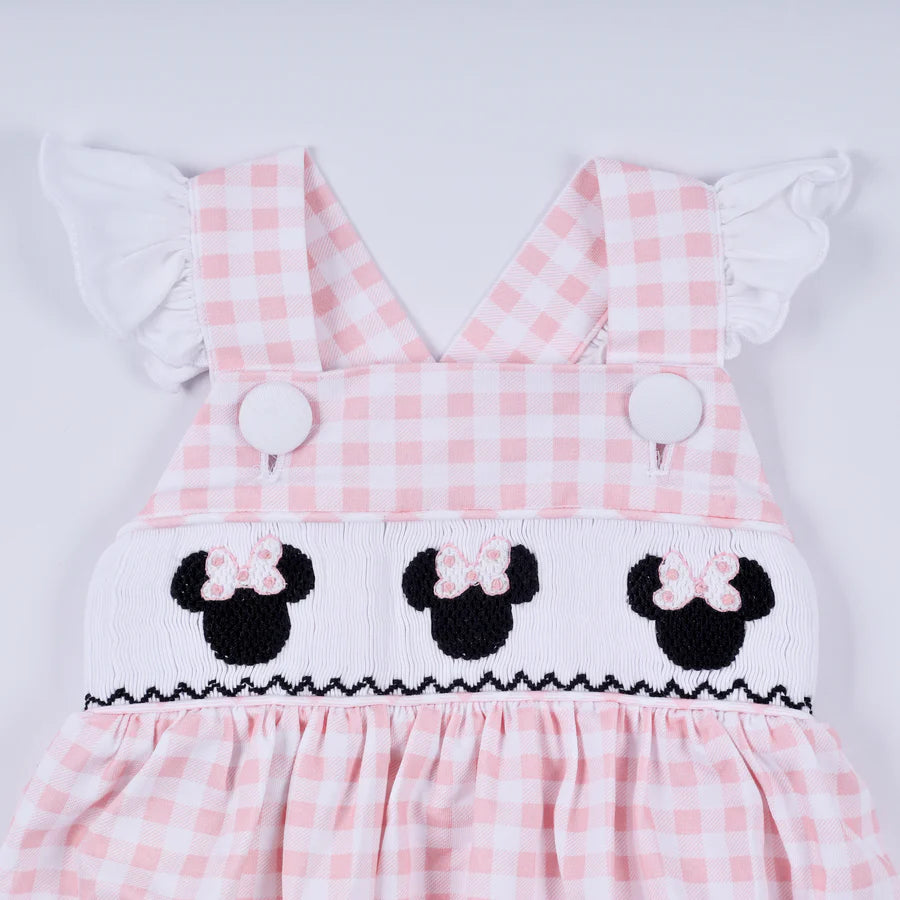 Sweet Smiles Smocked Bubble – Gingham Character Print