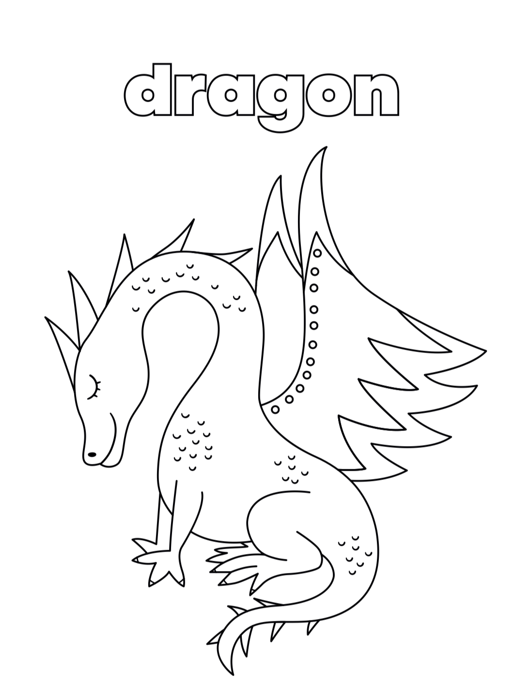 Black and white dragon and unicorn outline on a white background