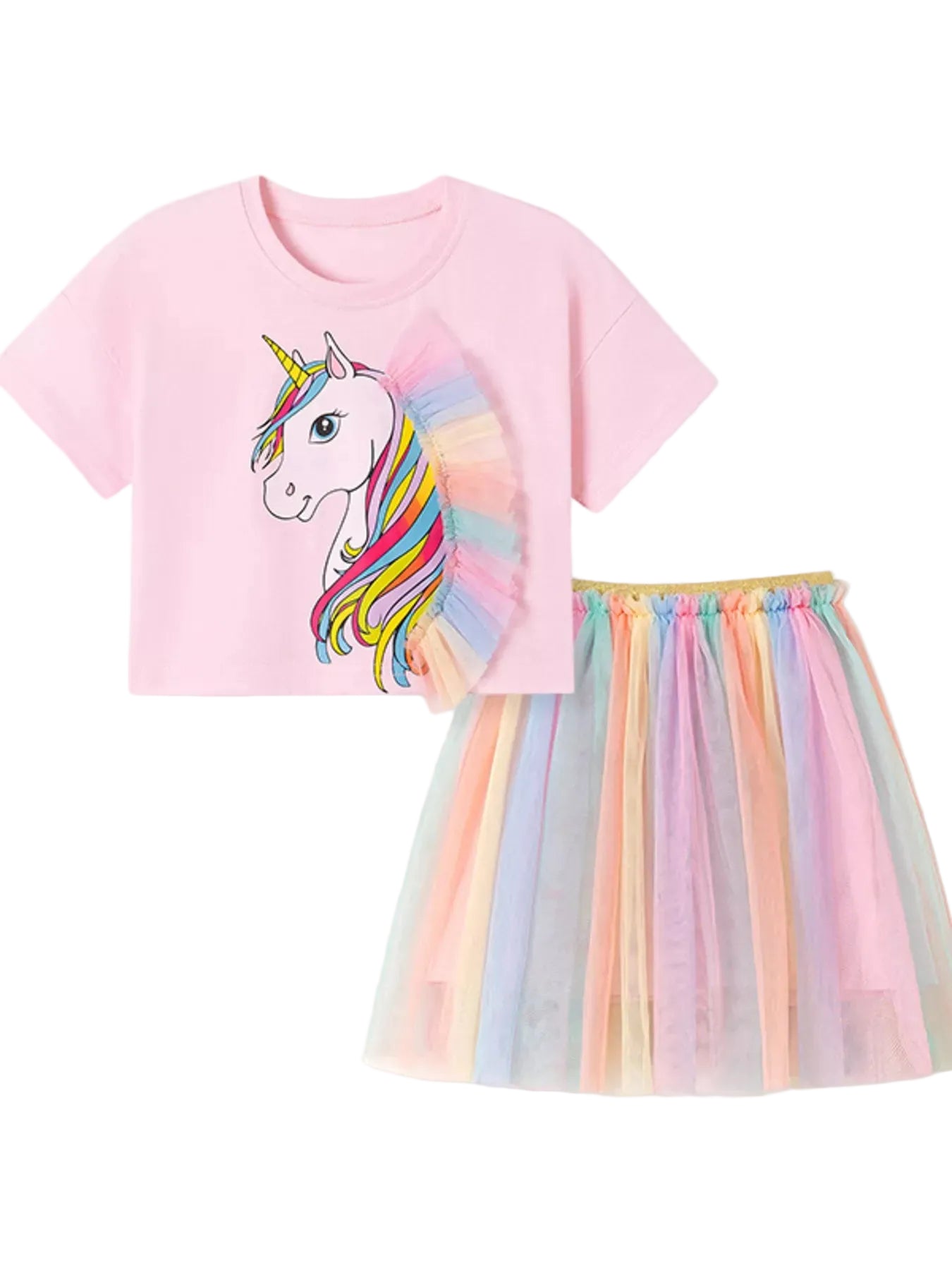 Rainbow Unicorn Tulle Skirt Set — Ready to Twirl
