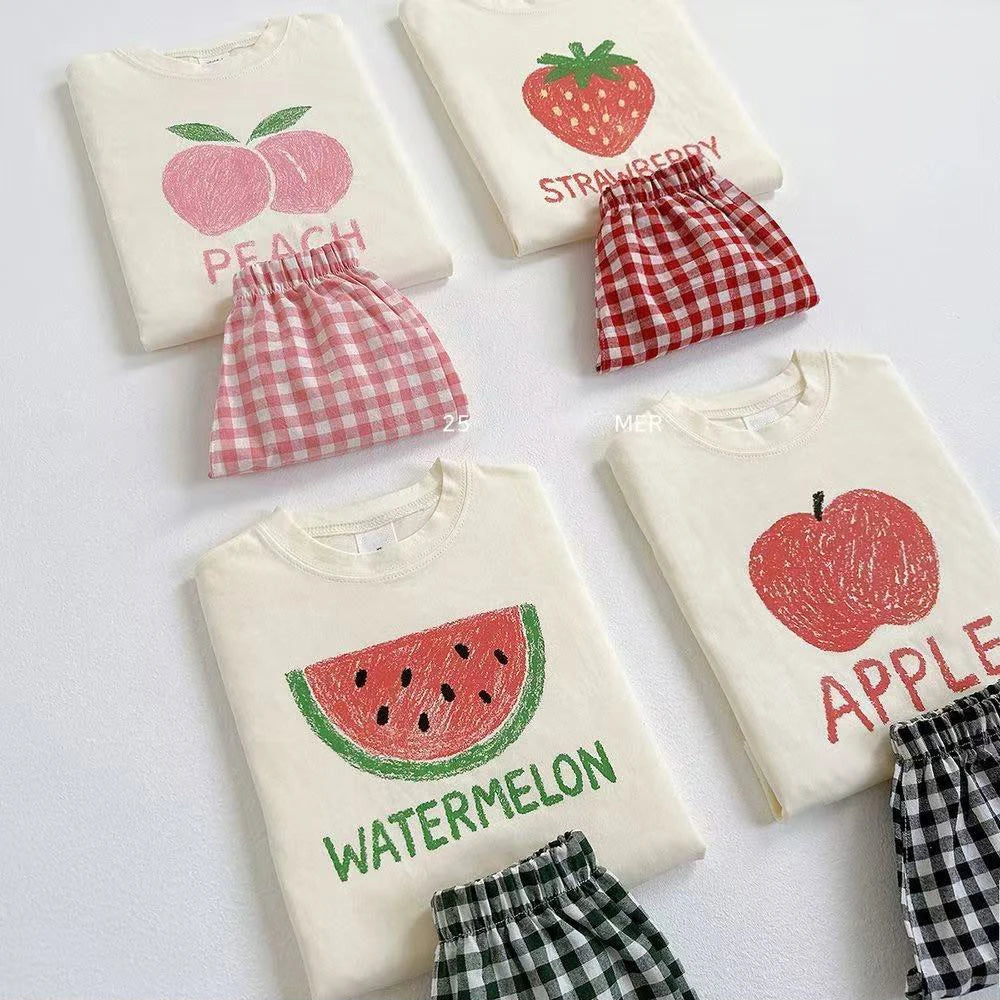 Unforgettable Fruit Tee & Plaid Shorts Set