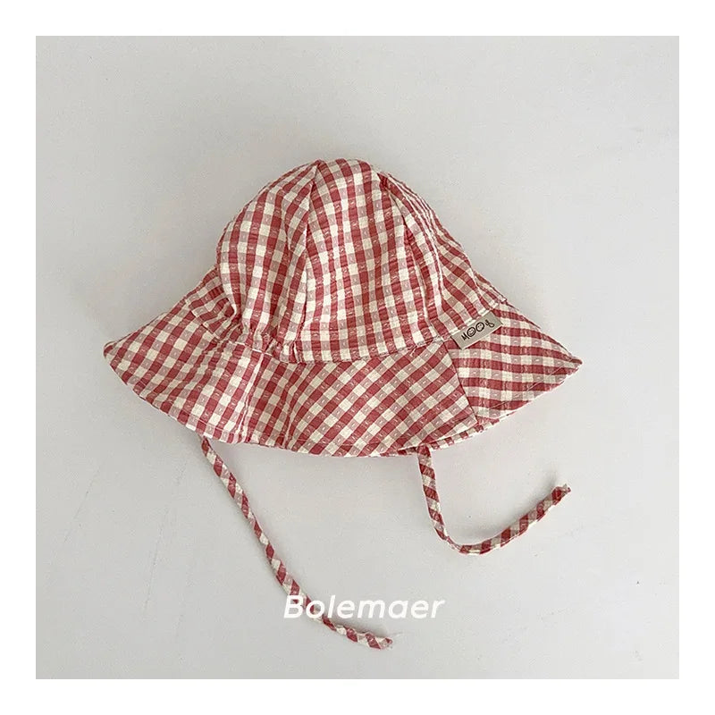 Sunny Check Wide Brim Baby Bucket Hat