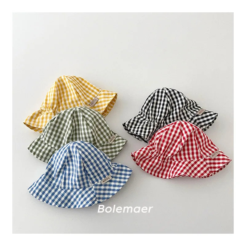 Sunny Check Wide Brim Baby Bucket Hat
