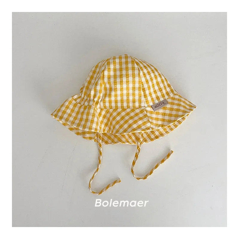 Sunny Check Wide Brim Baby Bucket Hat