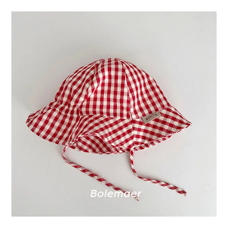 Sunny Check Wide Brim Baby Bucket Hat