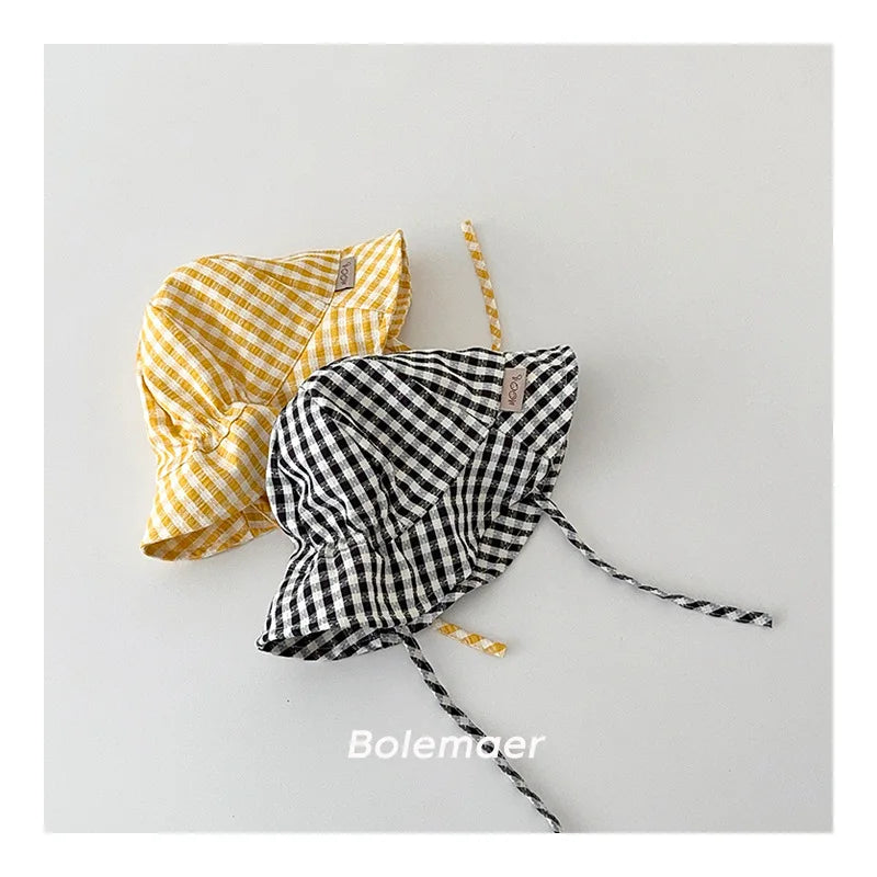 Sunny Check Wide Brim Baby Bucket Hat