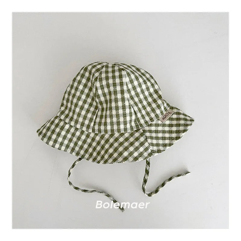 Sunny Check Wide Brim Baby Bucket Hat