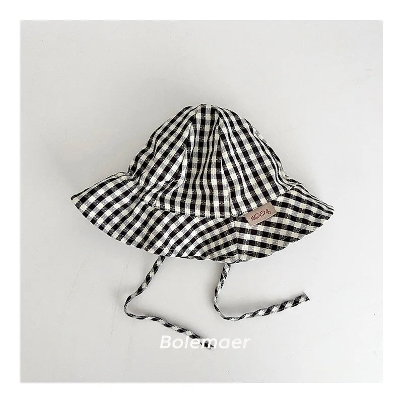 Sunny Check Wide Brim Baby Bucket Hat