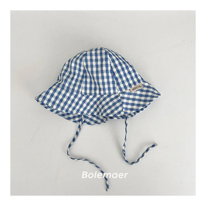 Sunny Check Wide Brim Baby Bucket Hat