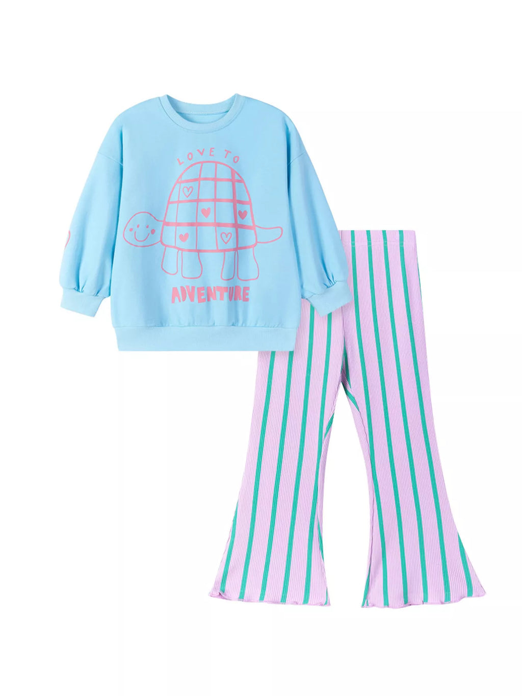 Turtle Sweater and Stripped Pants Set