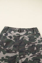 Peyton Camo Multi Pocket Cargo Wide Leg Jeans