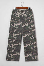 Peyton Camo Multi Pocket Cargo Wide Leg Jeans