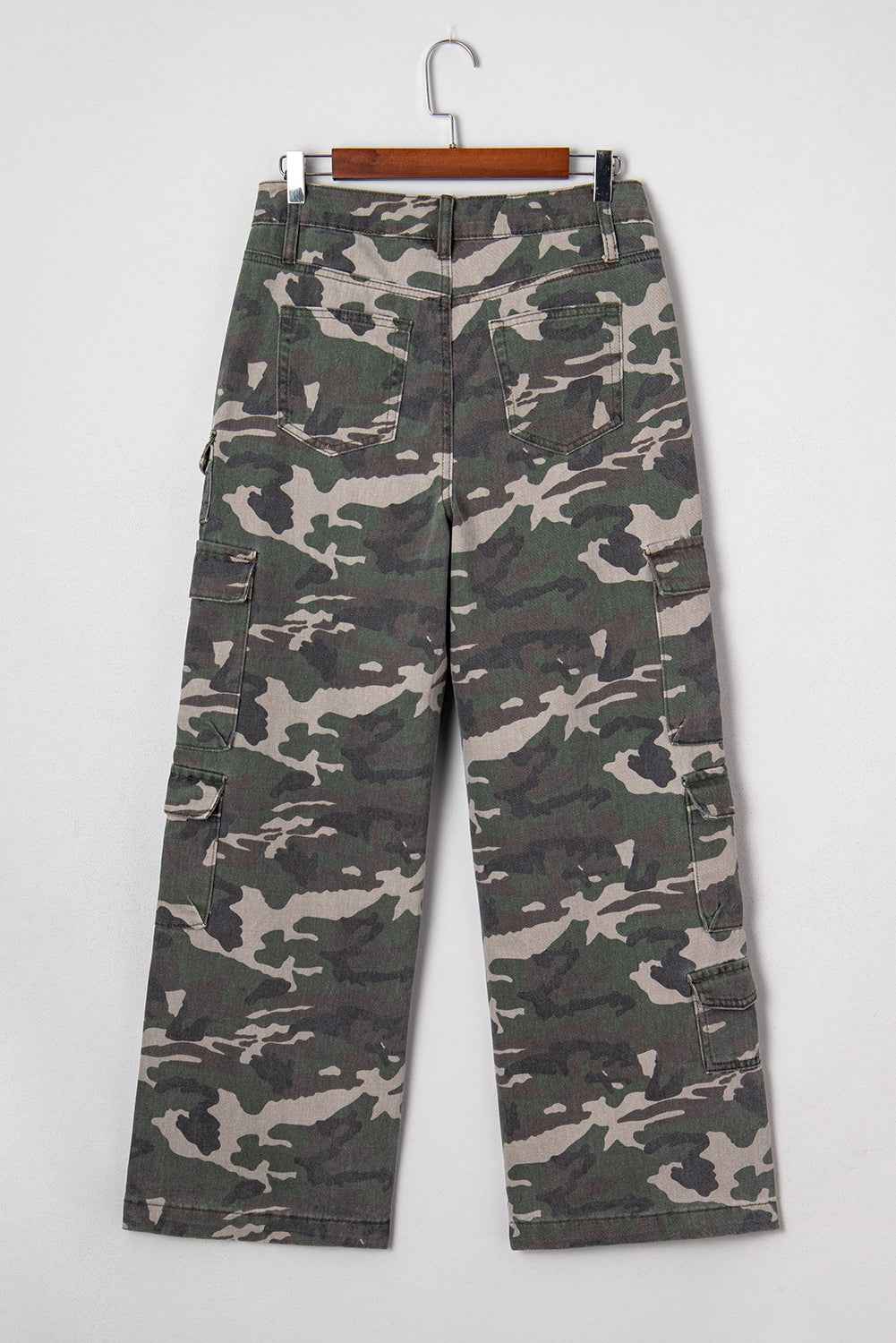 Peyton Camo Multi Pocket Cargo Wide Leg Jeans