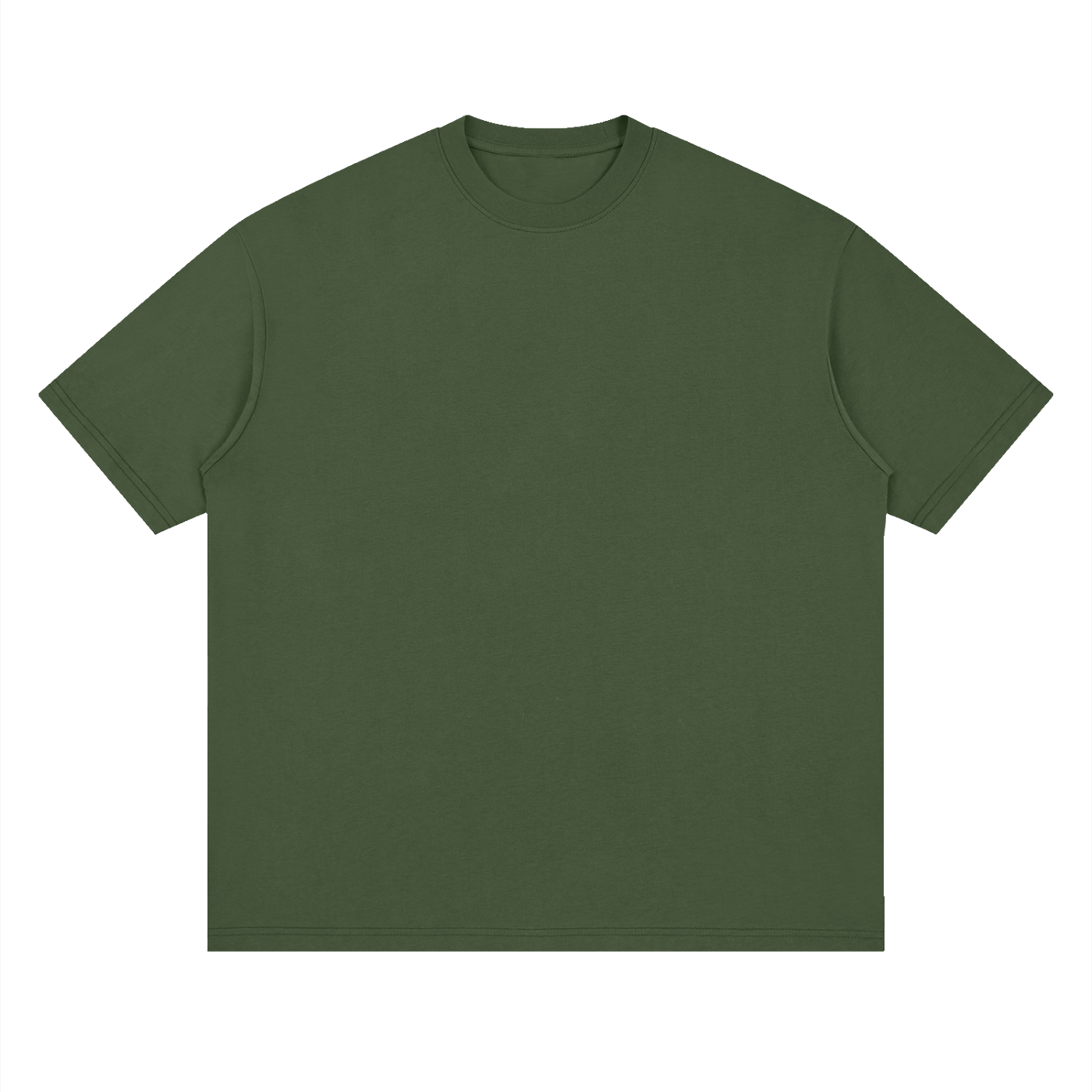 Loose Drop Shoulder Cotton Adult Tee - Army Green
