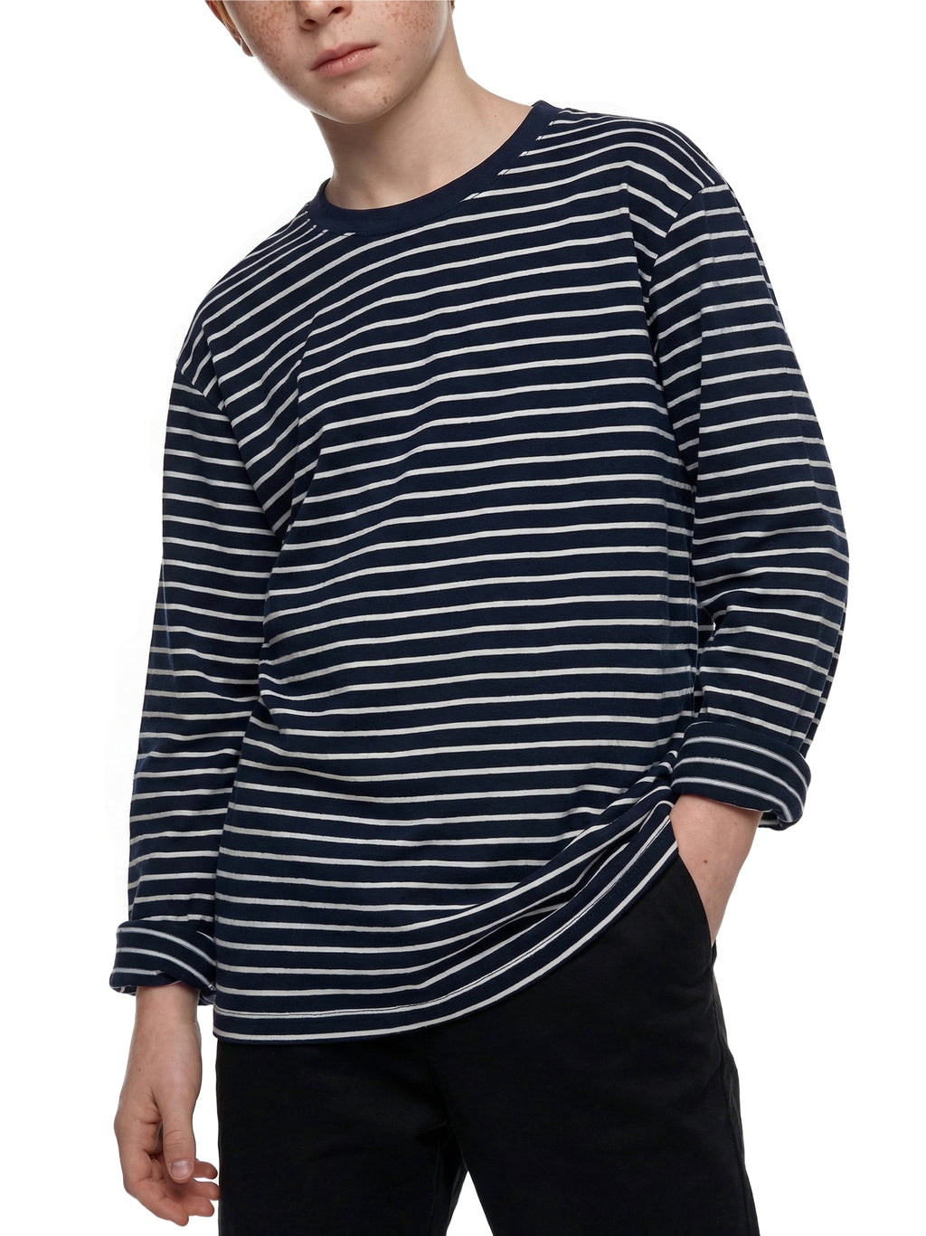 Striped Loose Fit Kids Long Sleeve Cotton Te