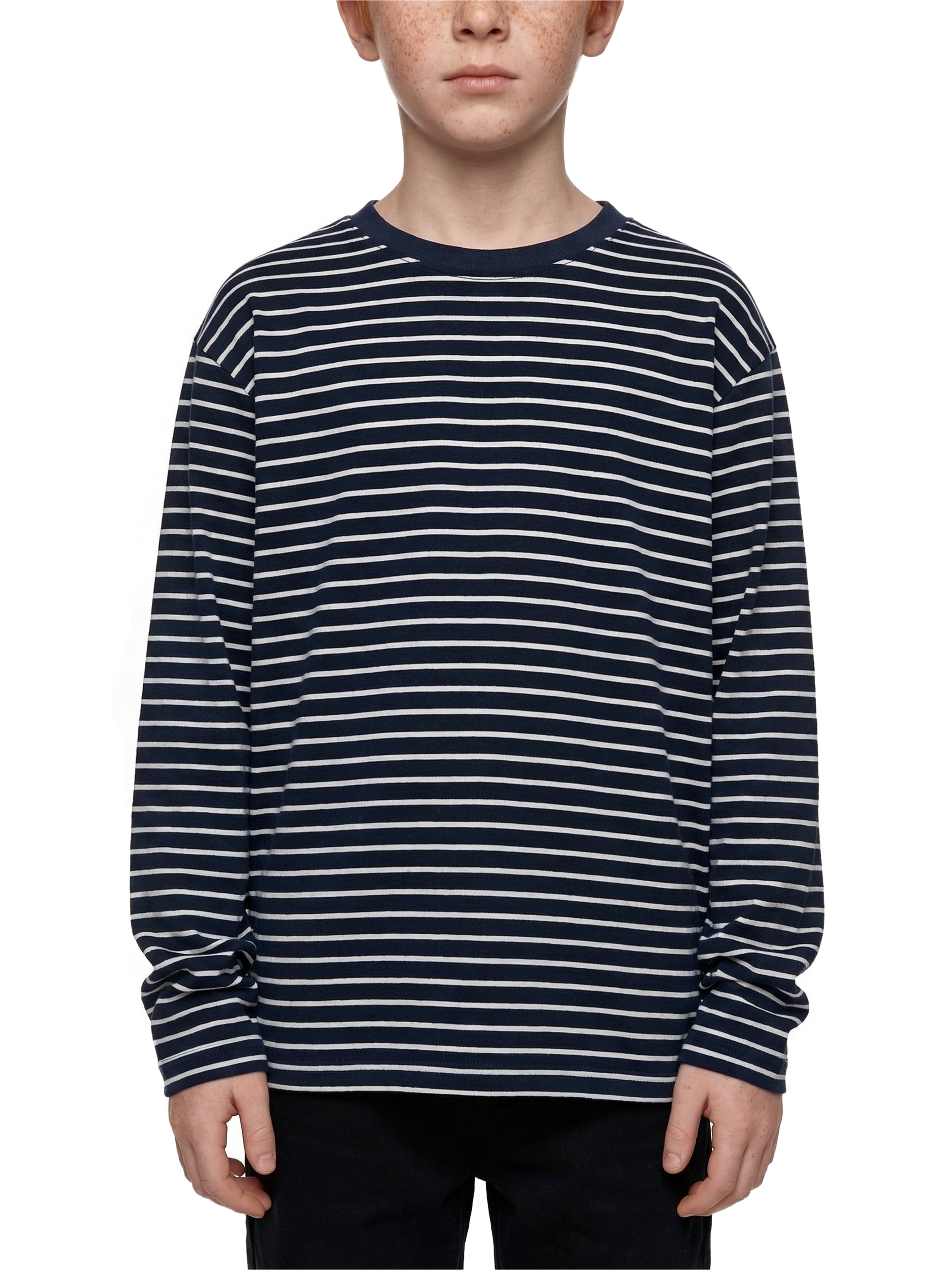Striped Loose Fit Kids Long Sleeve Cotton Te