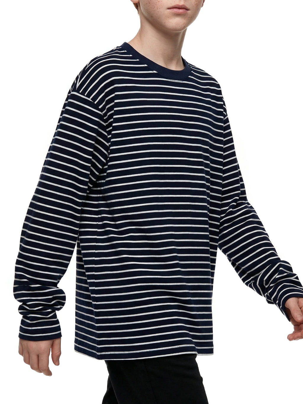 Striped Loose Fit Kids Long Sleeve Cotton Te
