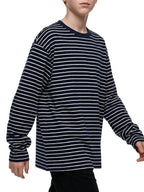 Striped Loose Fit Kids Long Sleeve Cotton Te